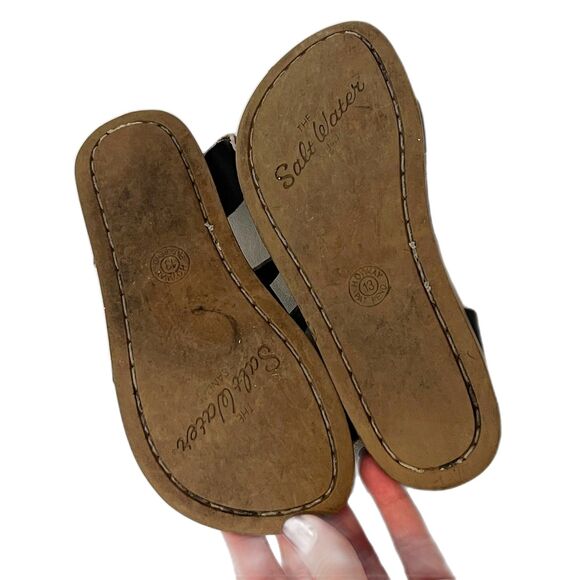 Salt Water Sandals Kids Size 13 Black Unisex Leather - Picture 3 of 8